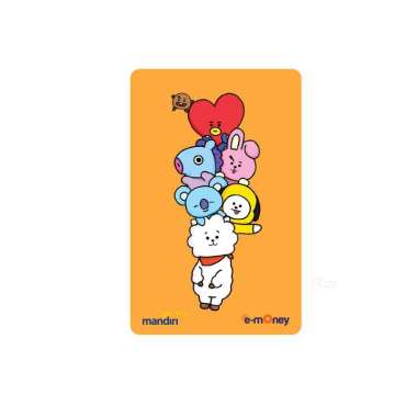 Kartu EMONEY MANDIRI BT21 Rj, Koya, Chimmy Kartun Anime Kartu Etoll e toll E Money E-money Winlycoll