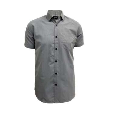 Redcliff Kemeja Pria Motif Garis Halus Pendek Hitam 6AK0010G 7B1 M