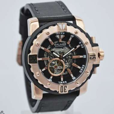 Balmer B.7990MR Jam tangan Pria Automatic Original Leather Strap Hitam Rosegold