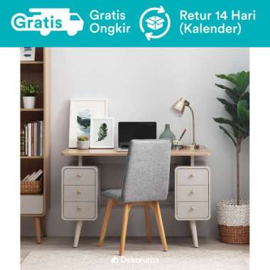 Dekoruma Mori Meja Belajar atau Meja Kerja Minimalis dengan Laci Susun Cokelat Pontianak