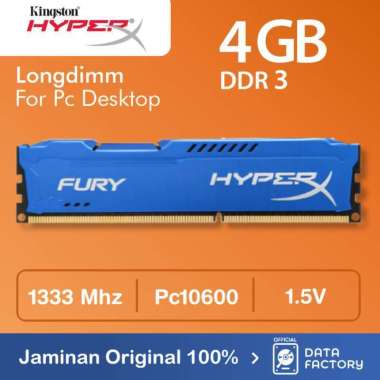RAM KINGSTON HYPERX FURY GAMING DDR3 4GB PC 10600 / 1333 Mhz MEMORY PC Multicolor