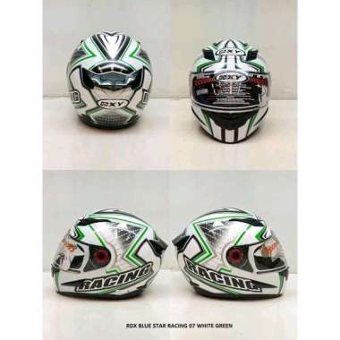 Helm Full Face RDX STAR BLUE, HELM SNI Racing 07 White Green