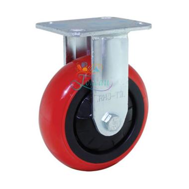 Roda Troli / Troly / Trolly PU Merah 8 Inch Heavy Duty Mati ( Fixed ) RHJ Indonesia