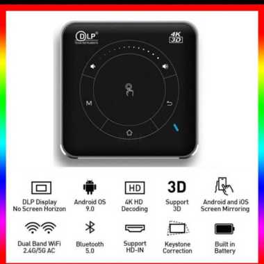 PICO P11 DLP Mini Smart Projector Android 9 2GB/16GB Airplay Miracast hitam