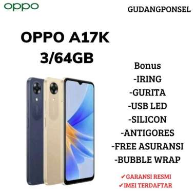 OPPO A17K RAM 3/64GB GARANSI RESMI OPPO + BONUS gold