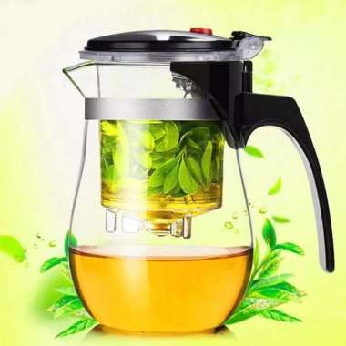 Teko Kaca Bening Saringan Teh Rempah 500 ml Tahan Panas Teko Pitcher Teh Chinese Kungfu Teapot Maker
