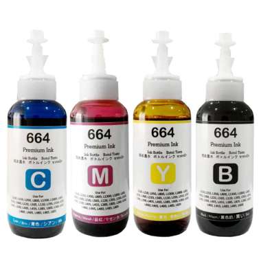 Paket Tinta 664 Compatible CMYK Refill Printer Epson L110 L120 L210 L220 L300 L310 L350 L355 L360 L3