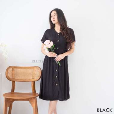 ELLIPSESINC Dress Casual Wanita Lyn Dress L HITAM