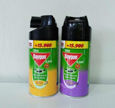 Baygon Spray Anti Nyamuk, Lalat & Kecoa 200ml Orange, Purple
