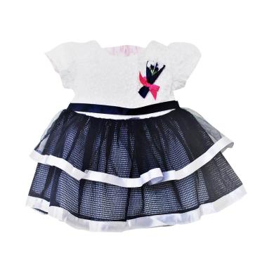 Sara Kids Brokat Dress - White Navy