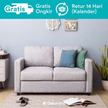 Dekoruma Hiroi Sofa Minimalis Storage 2 Seater Warna Abu-abu