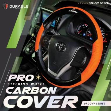 Amenity Elency Forza Sarung Steer Stir Cover Setir Mobil Motif Carbon Groovy Durable Carbon Orange