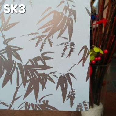 Stiker Kaca Jendela / Pintu Bermacam Motif Daun Bambu SK3