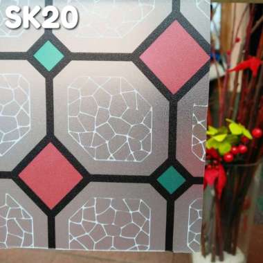 Stiker Kaca Jendela / Pintu Bermacam Motif Tegel Pink SK20