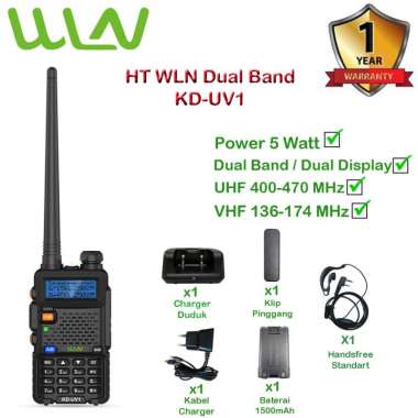 Paket Standart WLN KD-UV1 Dual Band UHF-VHF [5WATT] Hitam
