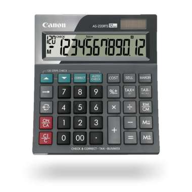 Canon AS220RTS Arc Shaped Check and Correct Tax Business Kalkulator [12 Digit] Black
