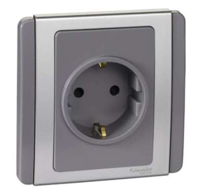 Schneider Neo Stop Kontak Grey Silver