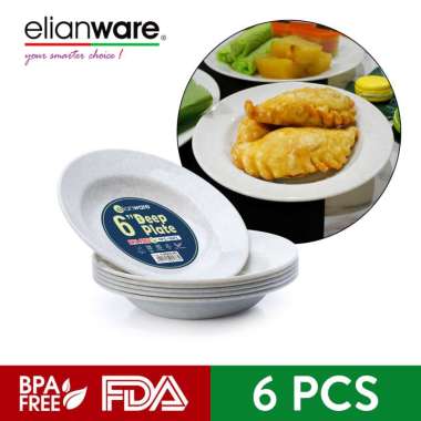 Elianware Marble Deep Plate Set Piring Makan (6" x 6 Pcs)