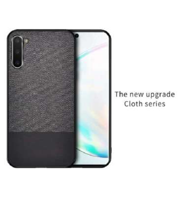 TRIPLEDI Case Samsung Galaxy Note 10 Casing Fabric Mix Softcase Cover Soft Silicone Cloth Canvas Hit