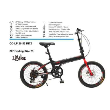 Sepeda Lipat Odessy 20 RITZ OD LP 20 52 - 7 Speed Black Red