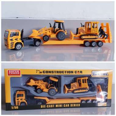 Diecast Set Contruction Alloy Mainan Miniatur Truck Buldozer Traktor