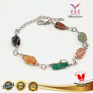 Gelang Batu Giok Asli Cina Model Kerikil 25cm - VeE Chaktra Batu Alam perak
