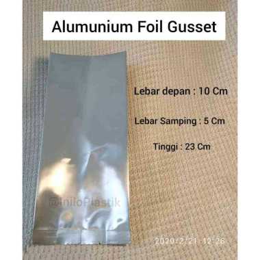 Kantong Kemasan Gusset | Alumunium Foil Gusset 10 x 23 Cm [25 pcs]
