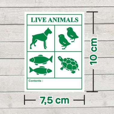 Sticker Label Pengiriman Live Animal Stiker Hewan Binatang [10 x 7,5 cm/ 50 Pcs/ Pack] Hijau Dasar P