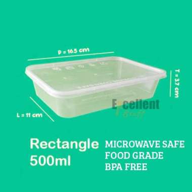 [500 set] Thin wall Rectangle 500 ml / kotak makan plastik persegi panjang