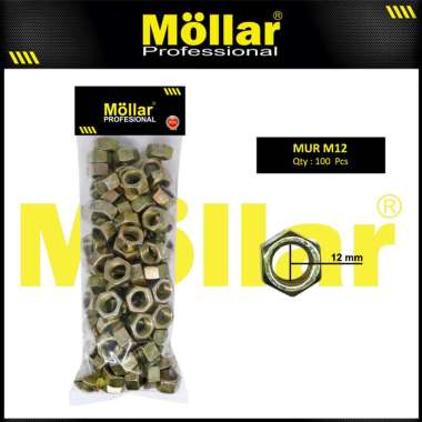 MOLLAR 93-069 Mur M12 Hex Nut Besi Hexagonal Baut JP M 12 - 100 pcs