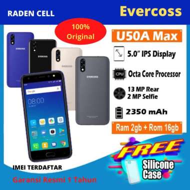 Evercoss U50A MAX Ram 2/16 GB Handphone Android 4G LTE 4 Kamera HP 4G LTE Murah Garansi Resmi Handph