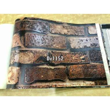 Wallpaper Dinding Motif Batu Bata Embos 3D Rock