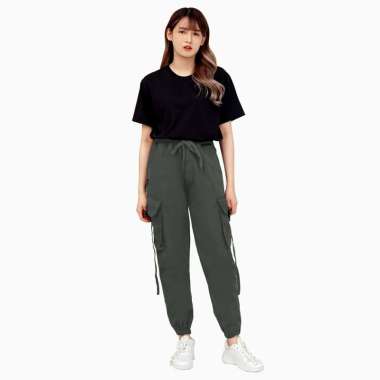 Celana Panjang Jogger Cargo Hypebeast Training wanita Keren Terbaru - Jfashion Artura S Abu-abu