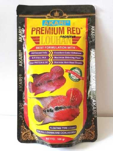 Akari premium red louhan 100 gr 2mm makanan ikan lohan pelet premium ikan lohan
