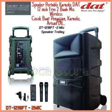 Speaker Aktif Portable Bluetooth DAT 12 Inch DT-1210 FT Free Mic Wireless 2 Buah