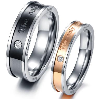 CDHJewelry CC005 Cincin Couple Titanium Anti Karat (Female 7 & Male 7)