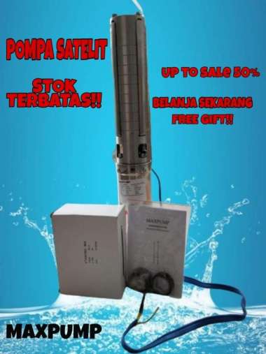 MAXPUMP 100QJD3-25/6-0.37SP PROMO Full Stainless Pompa Air Satelit sibel sumur dalam 4inch stenlis