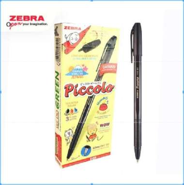 Ballpoint Piccolo Zebra 0.7 mm / Ballpoint Semi Gel Ink Zebra / Ballpoint Tutup Hitam 0.7 mm hitam