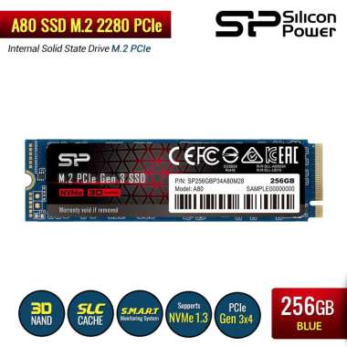 Silicon Power A80 SSD M.2 2280 PCIe Gen3x4 NVMe 1.3 - 256GB