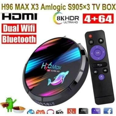 H96 Max X3 4GB/64GB Android 9.0 Tv Box Amlogic S905X3 Hitam