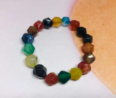 Gelang Batu Agate Colorful Hexagone