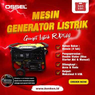 OSSEL GENERATOR RX 7500 (DOUBLE STATER) GENERATOR 5000 WATT GENSET 5000 WATT