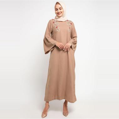 Batik Arjunaweda 27185010 Jalabeyah Batik Azkara Gamis Muslim Wanita S Cokelat