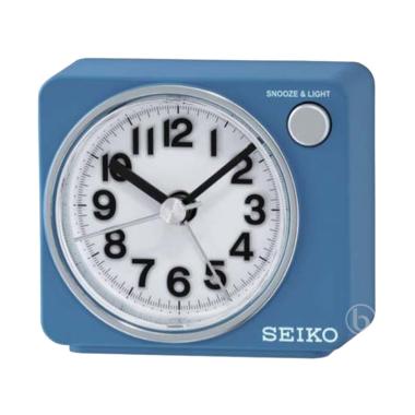SEIKO QHE100L Quiet Sweep LED Flash Beep Alarm Clock Blue - Jam Weker