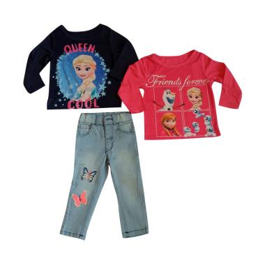 GBS SB 3in1 Frozen Cool Queen Setelan Pakaian Anak Perempuan