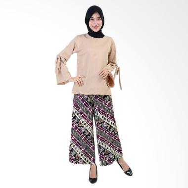 Jfashion Blouse Tangan Terompet Dan Celana Kulot Stelan - Karen Krem