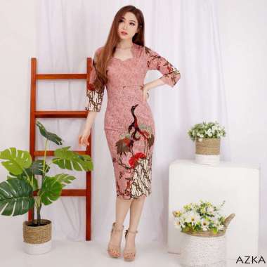 Evercloth - Dress Batik Wanita / Batik Modern / Batik Couple / Kebaya / Azka Dress - Jumbo PINK
