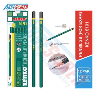 Pensil 2B Kenko [6191/1 Pack] / Pensil Tulis / Pencil 2B Kenko Untuk Ujian / Pinsil 2B 1 Pak Kenko /