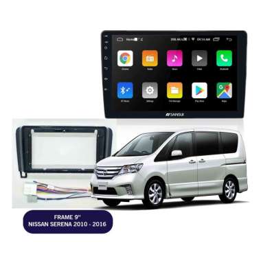 Headunit Sansui Android 9 inch OEM NISSAN SERENA 2010-2016 Frame Cable Kit Plug n Play