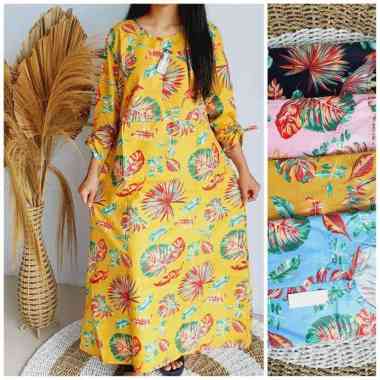Gamis Katun Jepang Lokal Dress Muslim Jubah Kajep Motif Bunga Janbol Standart READY MOTIF JANBOL BES